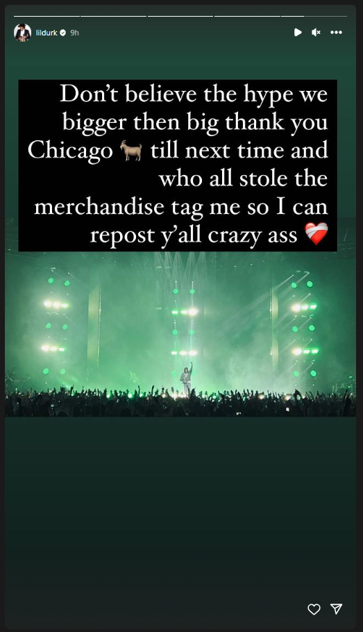 Lil Durk Instagram Stories 08132023 Chicago Concert Looting