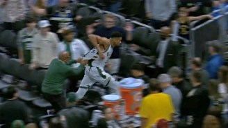 A Furious Giannis Antetokounmpo Charged Toward The Pacers Locker Room After They Took The Game Ball