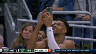 Giannis Antetokounmpo Grabbed A Phone And Scanned A QR Code For Free Wings After Two Missed Free Throws