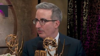 John Oliver Had A Literal Mic-Drop Moment After Hearing An Unfortunate Donald Trump Update At The Emmys