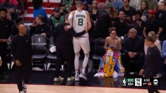 Kristaps Porzingis Left Celtics-Heat After He Rolled His Ankle But Returned To The Bench