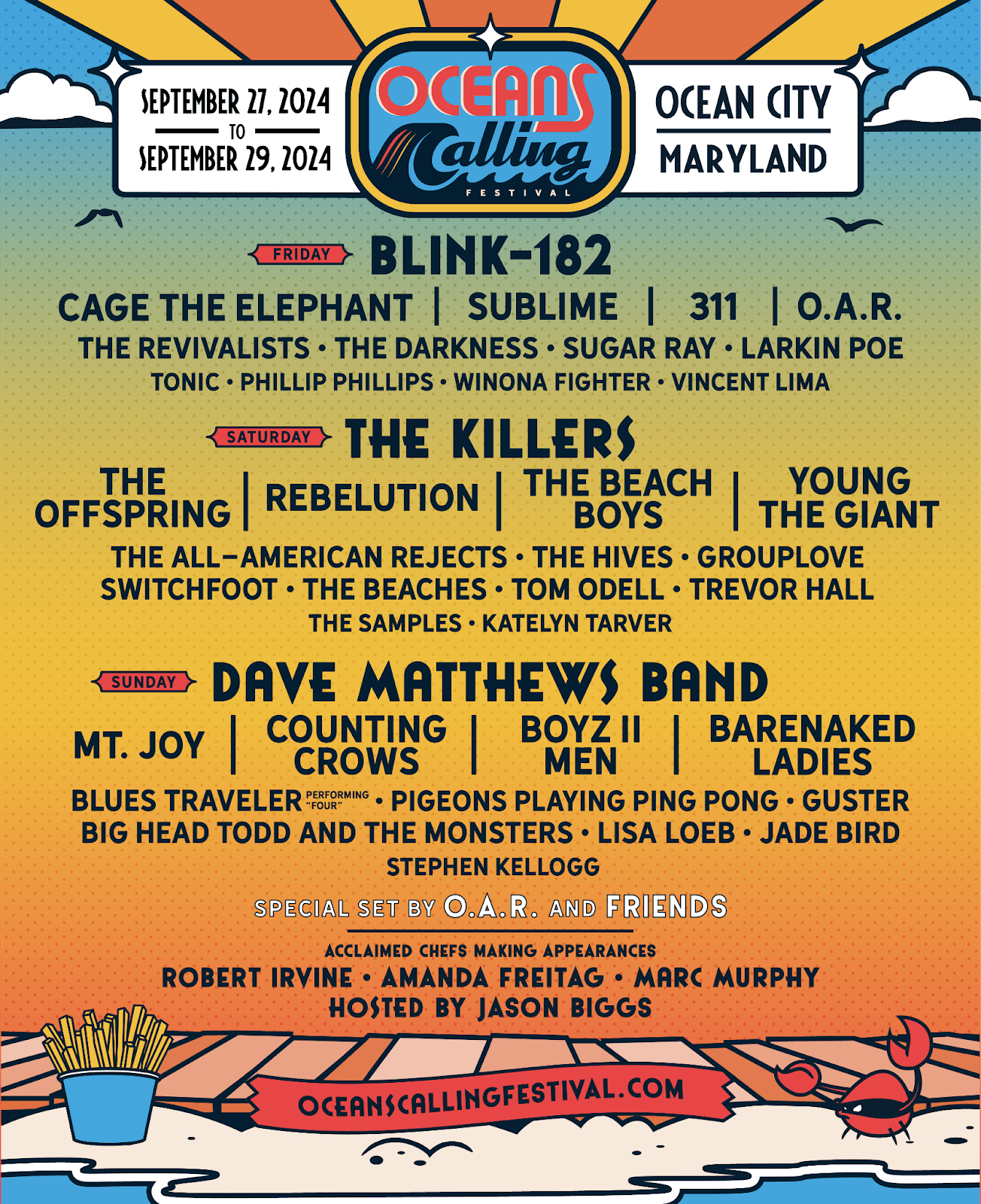 Oceans Calling Festival 2024 Lineup Blink182 & The Killers