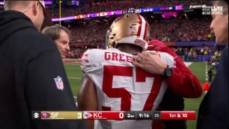 Niners Star LB Dre Greenlaw Got Carted Off After Injuring His Achilles Running Onto The Field