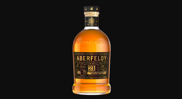 Aberfeldy Highland Single Malt Scotch Whisky Limited Edition Aged 21 Years Argentinian Malbec Wine Cask