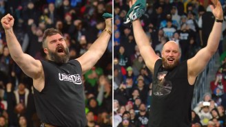 Jason Kelce And Lane Johnson Showed Up To Help Rey Mysterio And Andrade Pick Up A Win At WrestleMania 40