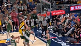 Myles Turner Threw Down A Crazy Poster Dunk On Brook Lopez In Game 4