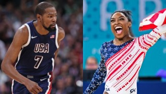 The US Men’s Basketball Team Went To The Gymnastics All-Around And KD Is Convinced Simone Biles Could Dunk