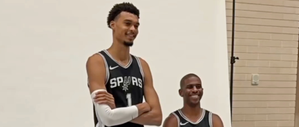 Victor Wembanyama Towers Over Chris Paul In Spurs Photoshoot