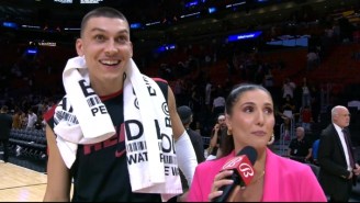 Tyler Herro Got Distracted By A Fight In The Stands During A Postgame Interview