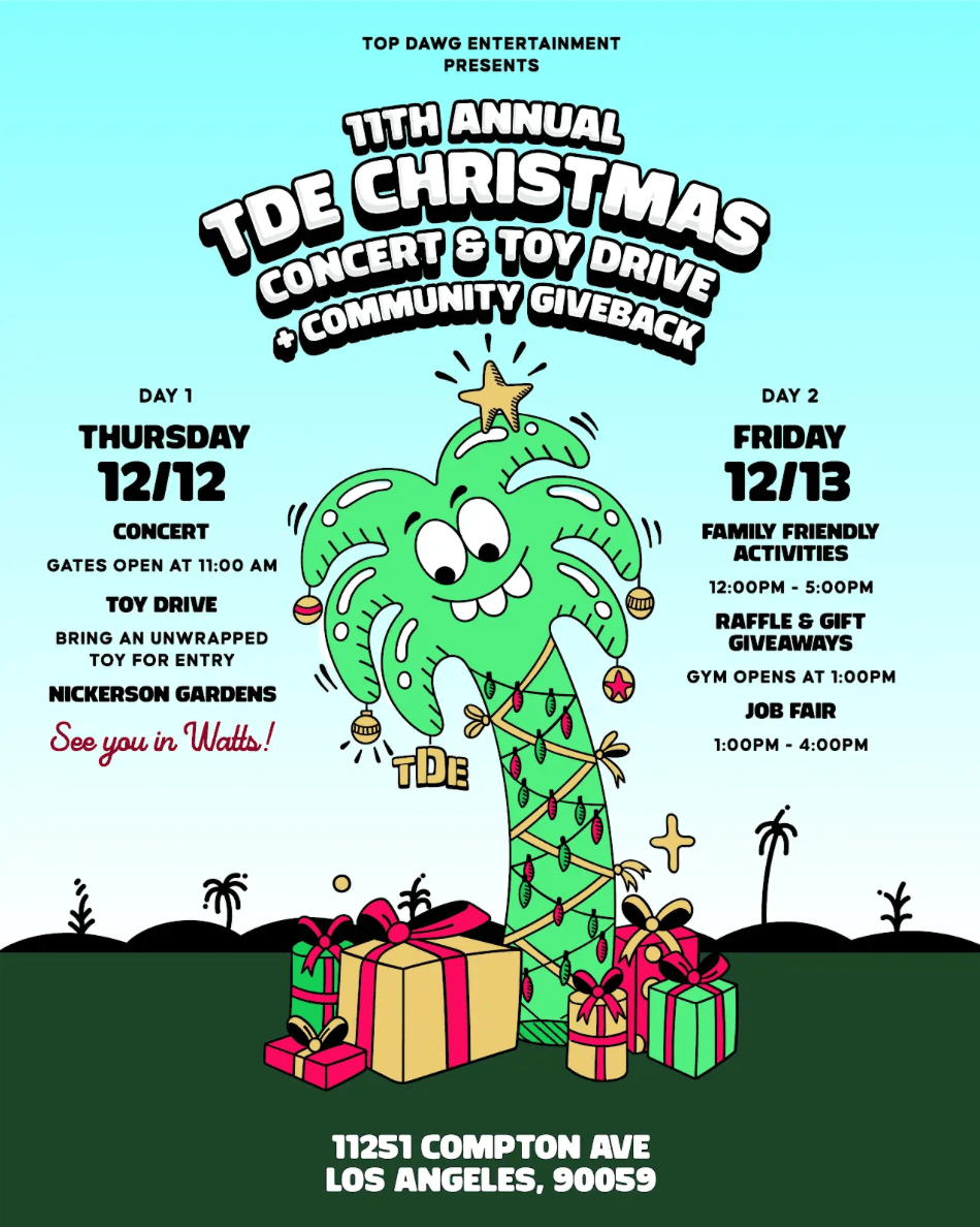 TDE Christmas Concert + Toy Giveaway Dates 2025